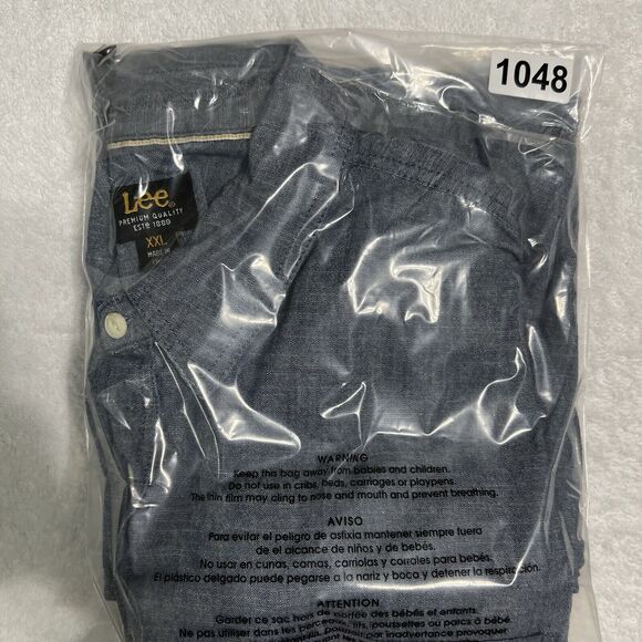 LEE Chambray Shirt Men's XXL Blue Button Up Classic 100% Cotton 2XL - Picture 14 of 14